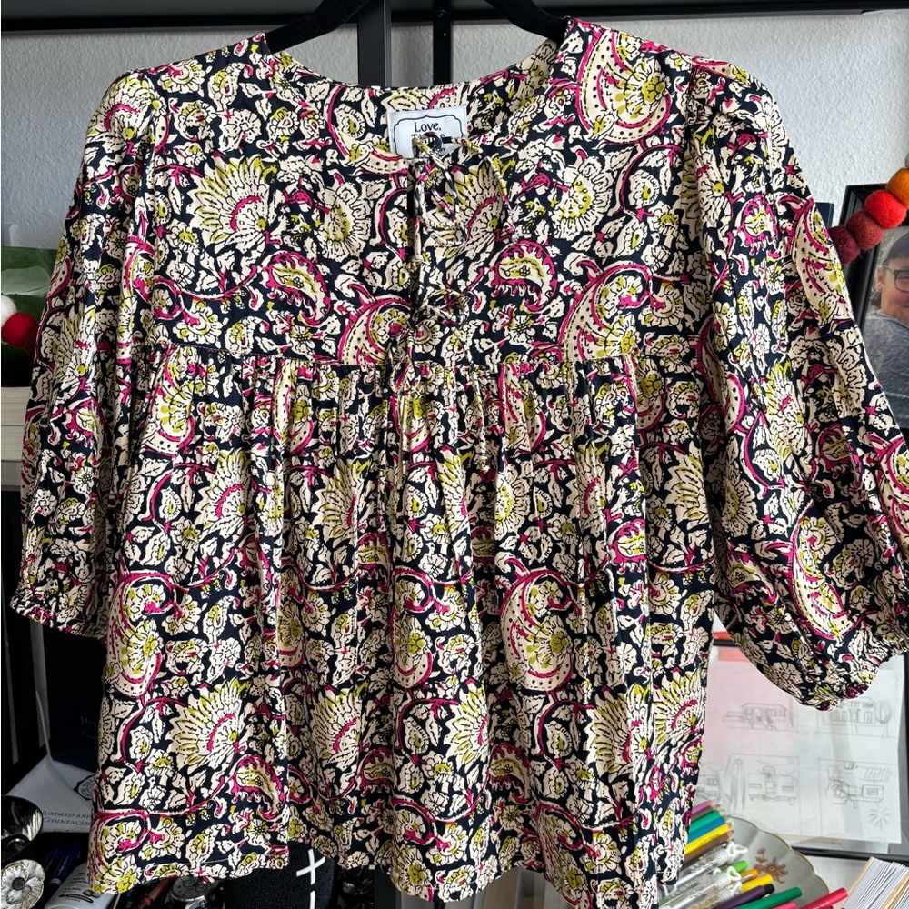 Emerson Fry Women's Paisley Print Blouse - Black and Pink